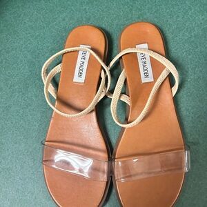 Steve Madden Tan Sandals with Clear Strap